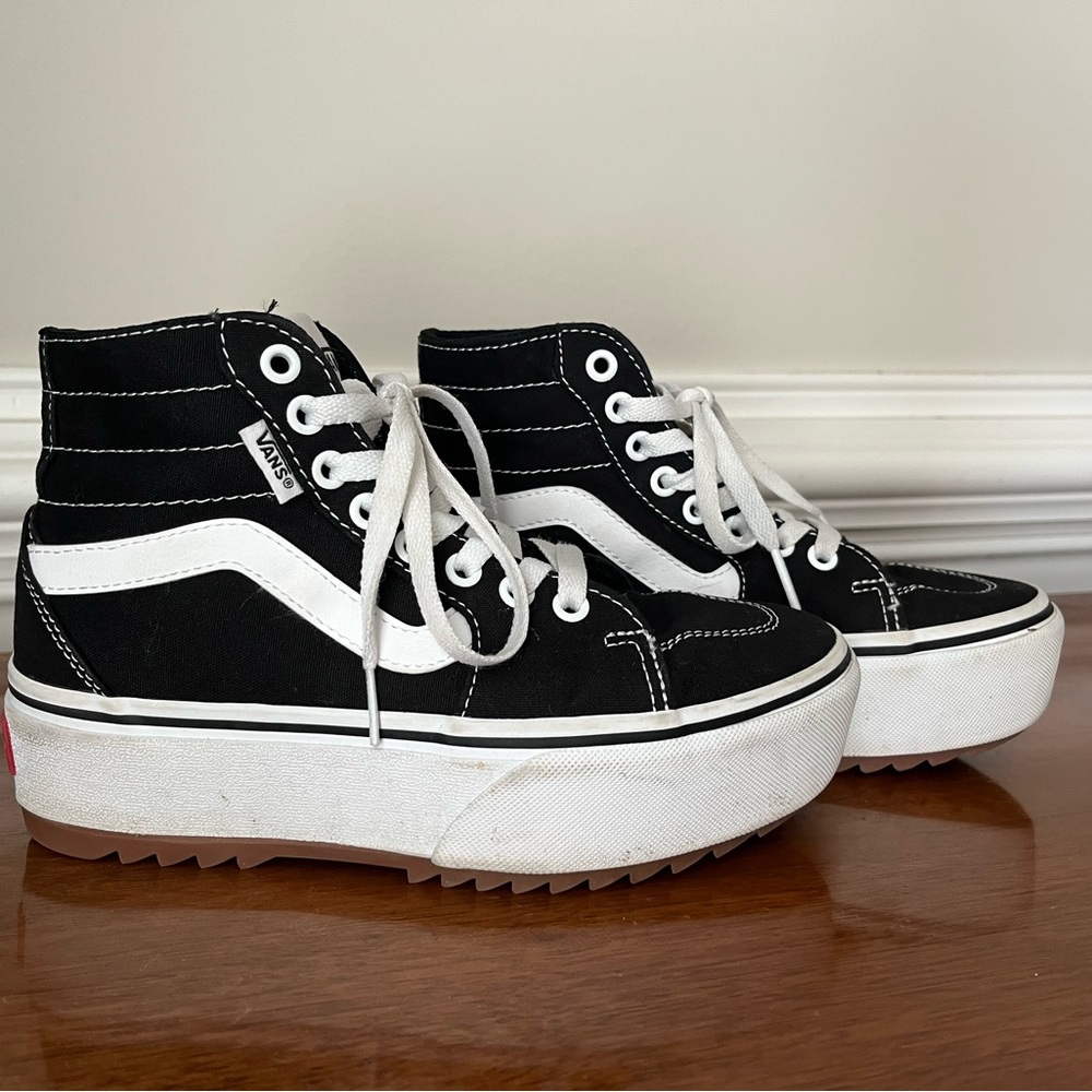 Vans Black and White Platform Sneakers